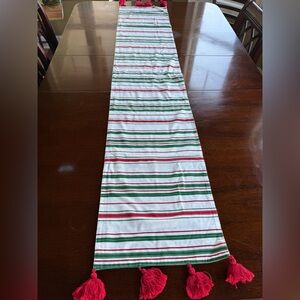 Vietri Viva Cotton Table Runner with Red and Green Stripes